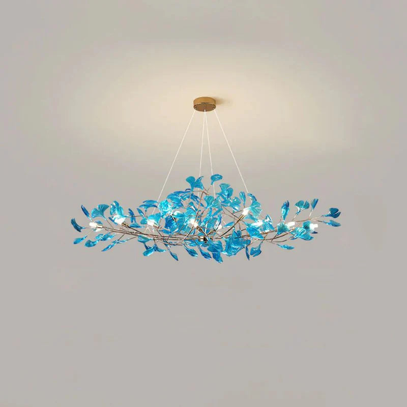 Colorful Glass Ginkgo Leaf Chandelier
