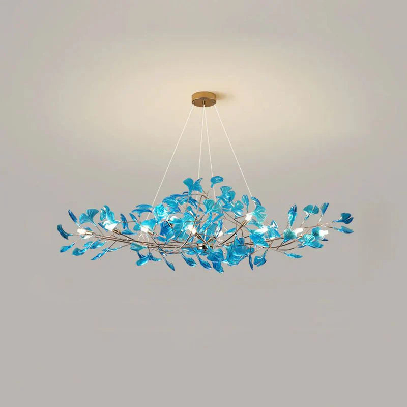 Colorful Glass Ginkgo Leaf Chandelier