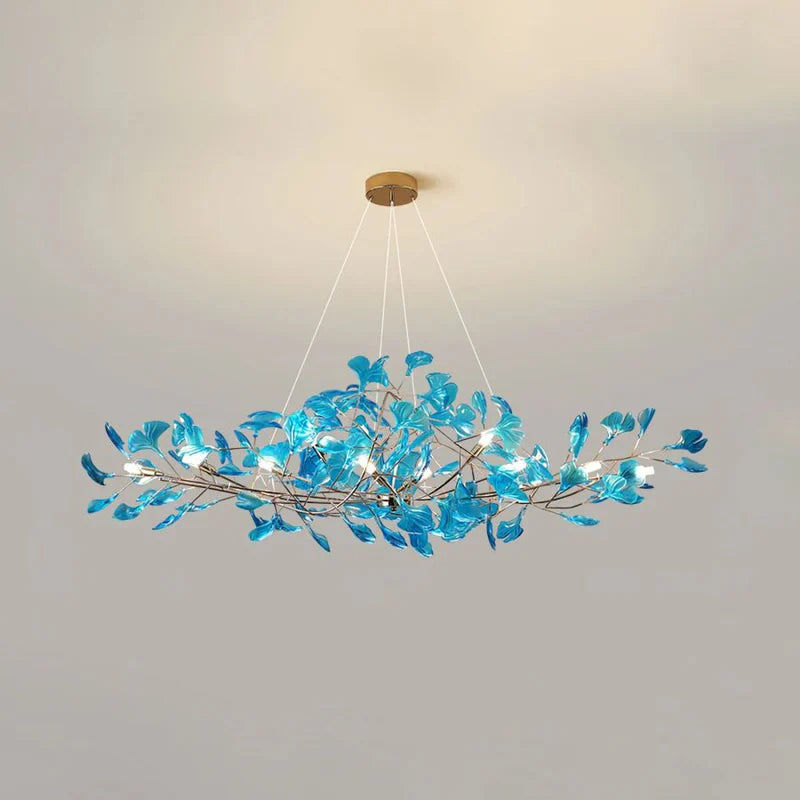 Colorful Glass Ginkgo Leaf Chandelier