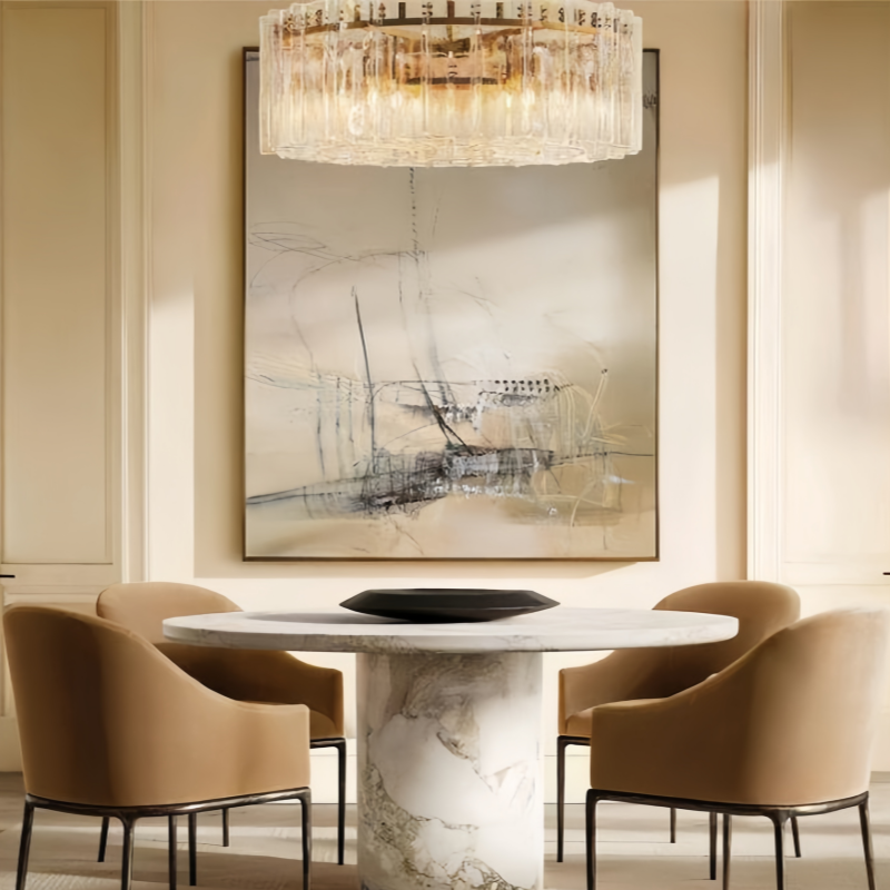 Lattace Smoke Glass Round Chandelier 36"48"