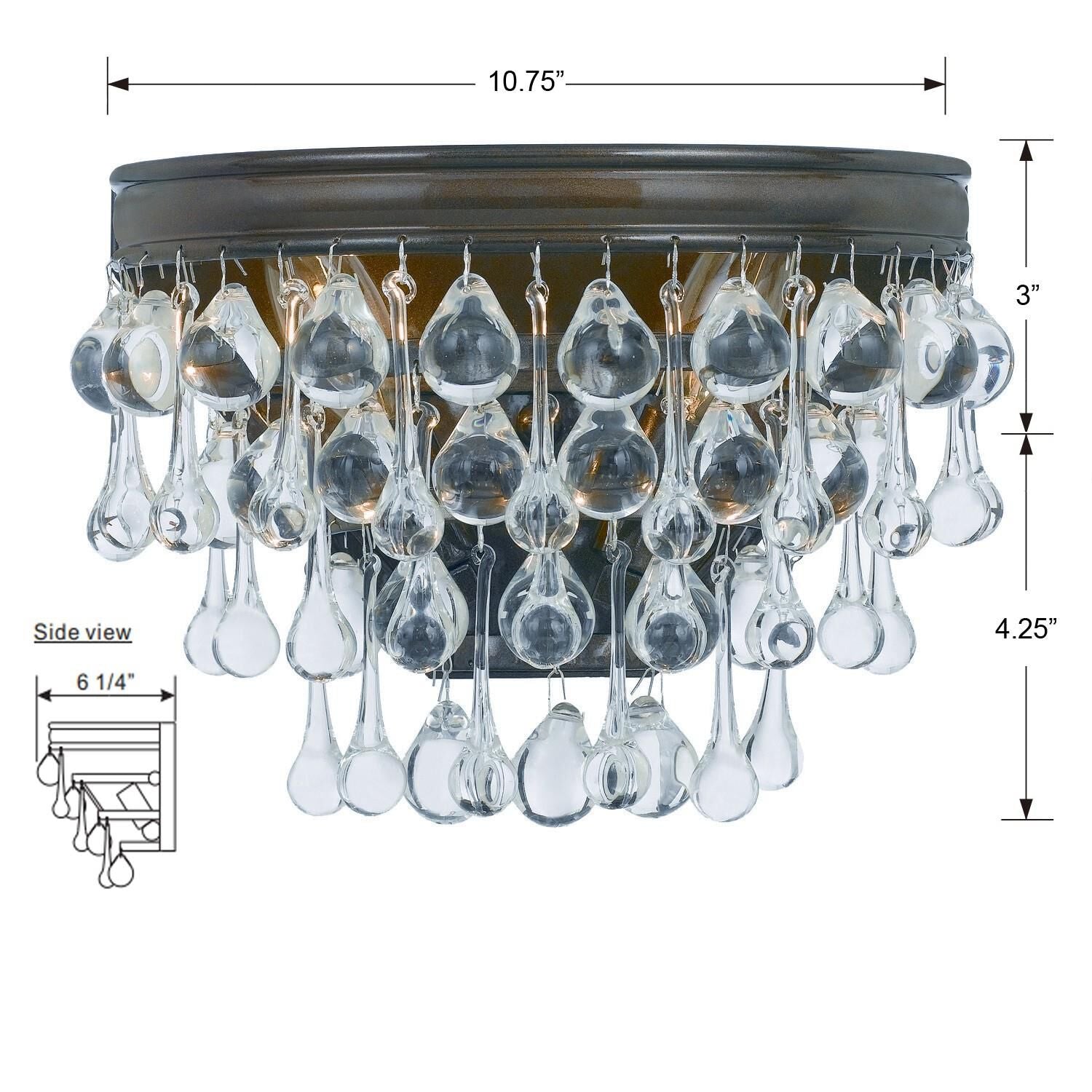 Crystorama Calypso 1 Light Polished Chrome Crystal Wall Sconce