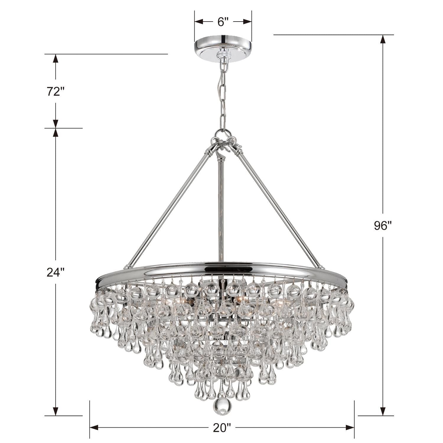 Calypso 20 Inch 6-Light Vibrant Gold Clear Crystal Mini Chandelier