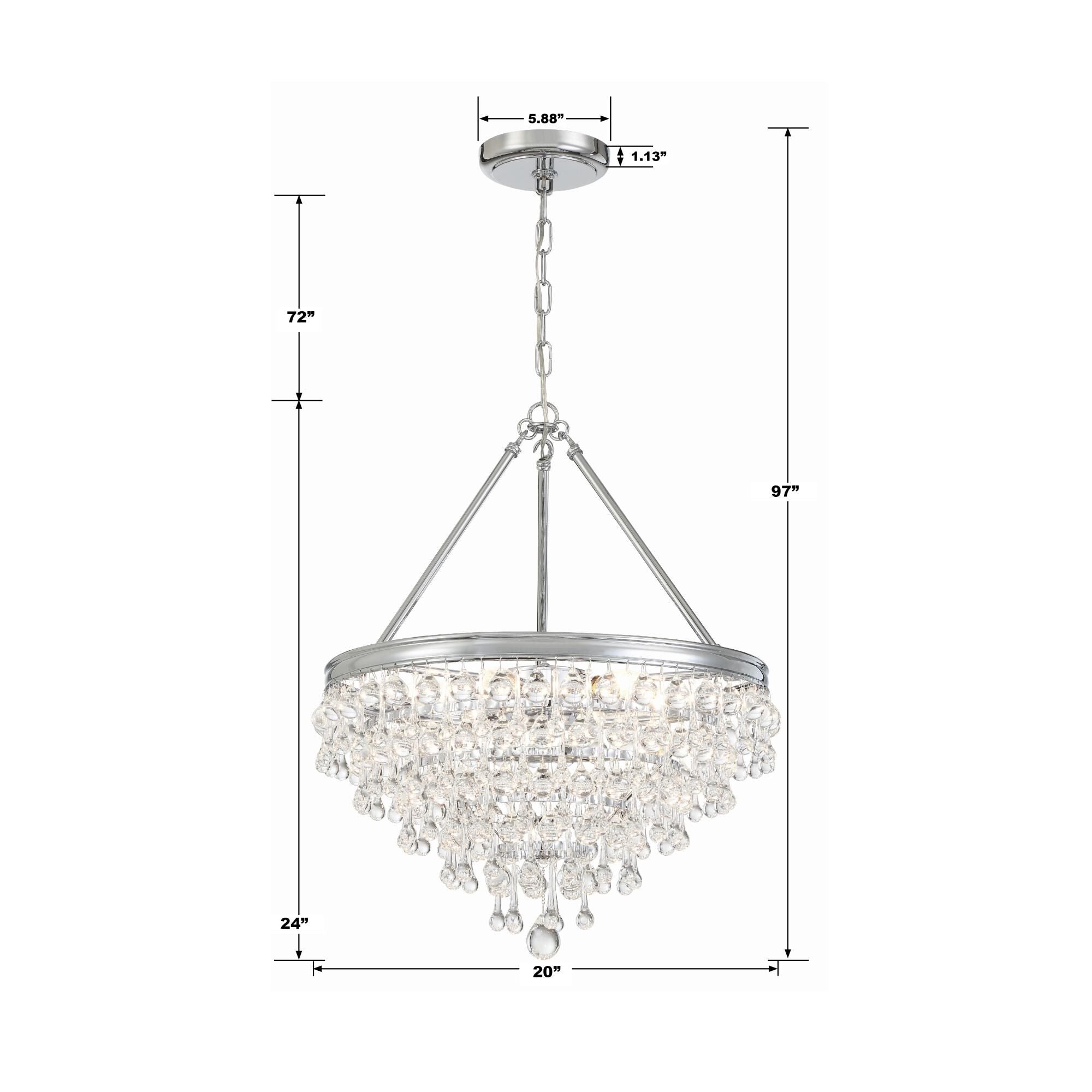 Calypso 20 Inch 6-Light Vibrant Gold Clear Crystal Mini Chandelier