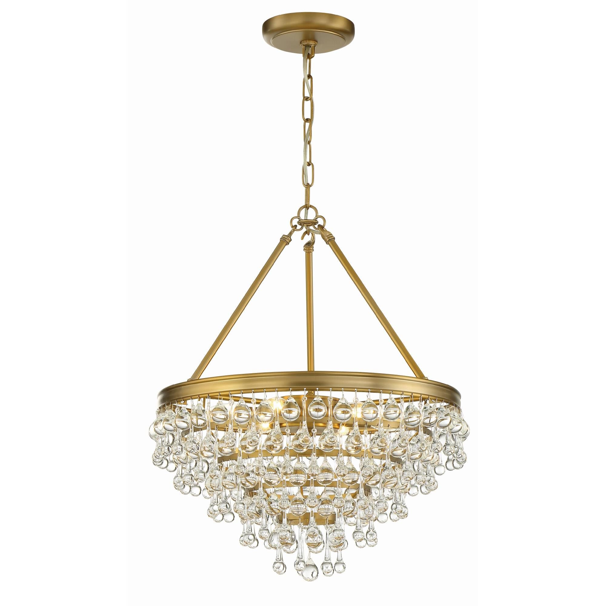 Calypso 20 Inch 6-Light Vibrant Gold Clear Crystal Mini Chandelier