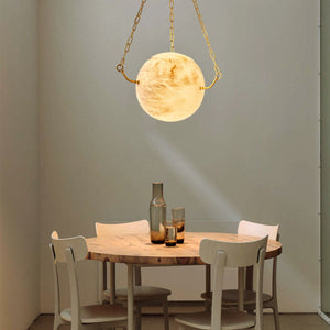 Alabaster Sphere Suspension Lamp, Pendant Kitchen Island Lamp