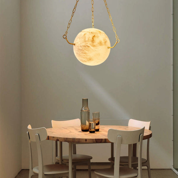 Alabaster Sphere Suspension Lamp, Pendant Kitchen Island Lamp