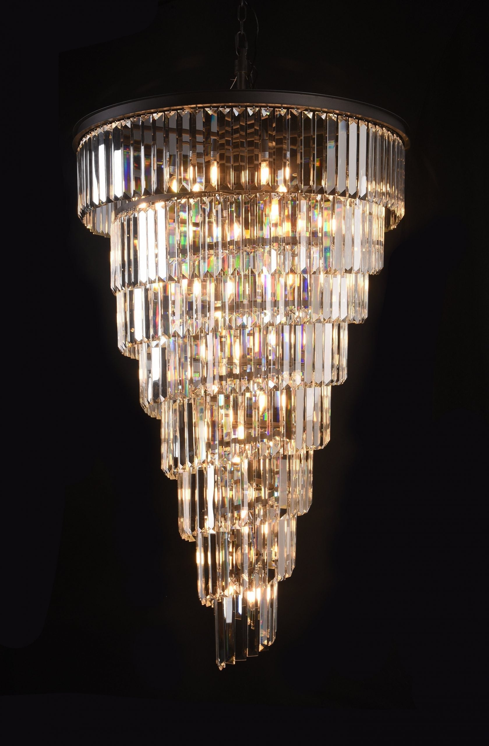 Aria Spiral Tiered/ Layered Crystal Fringe Living Room Chandelier Light