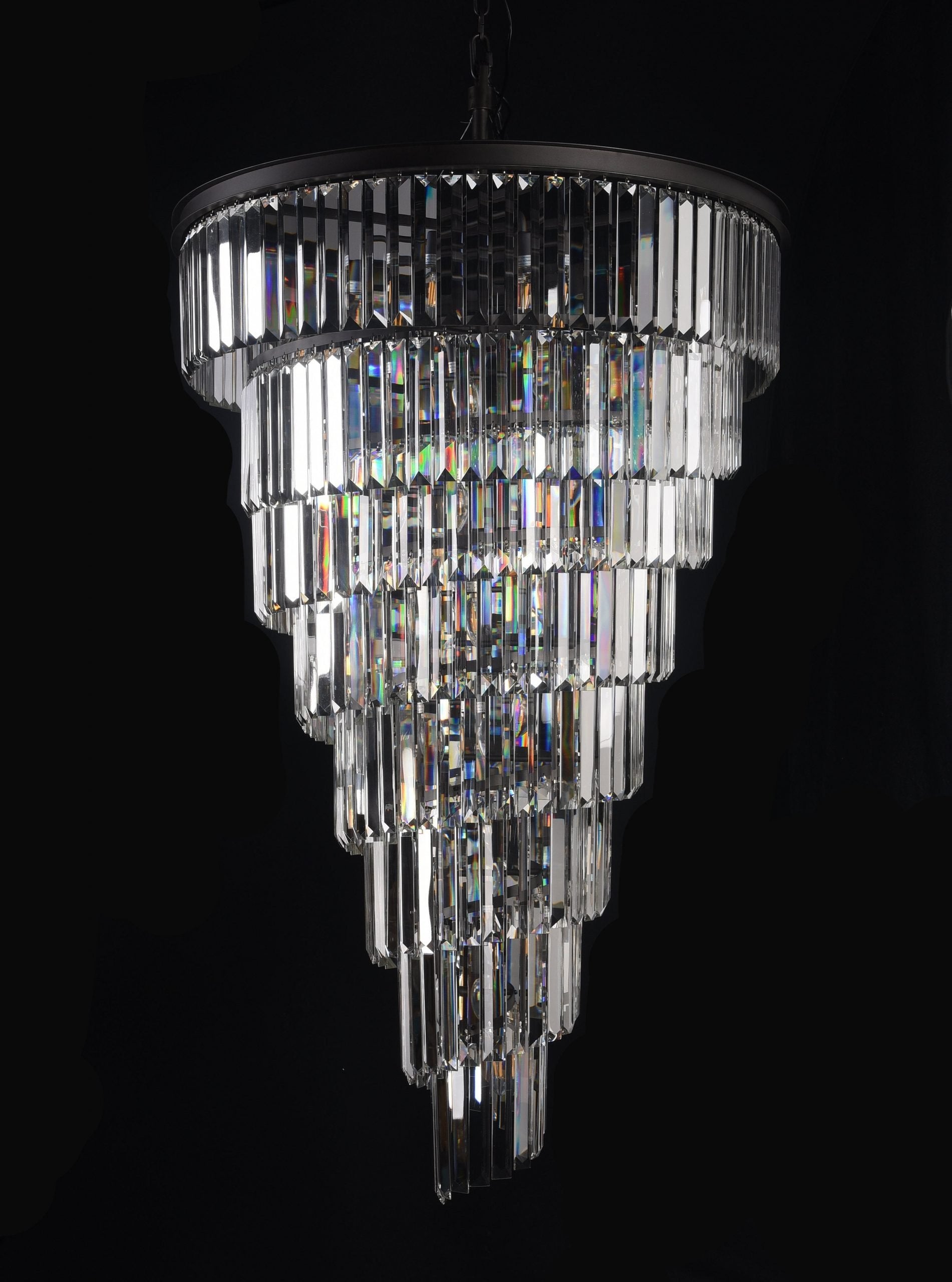 Aria Spiral Tiered/ Layered Crystal Fringe Living Room Chandelier Light