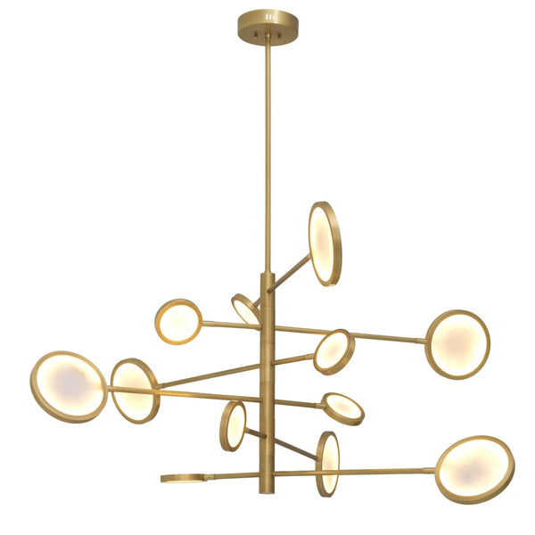 Cooper Modern Brass Chandelier - (Antique Brass Finish | Alabaster) - Arialamps
