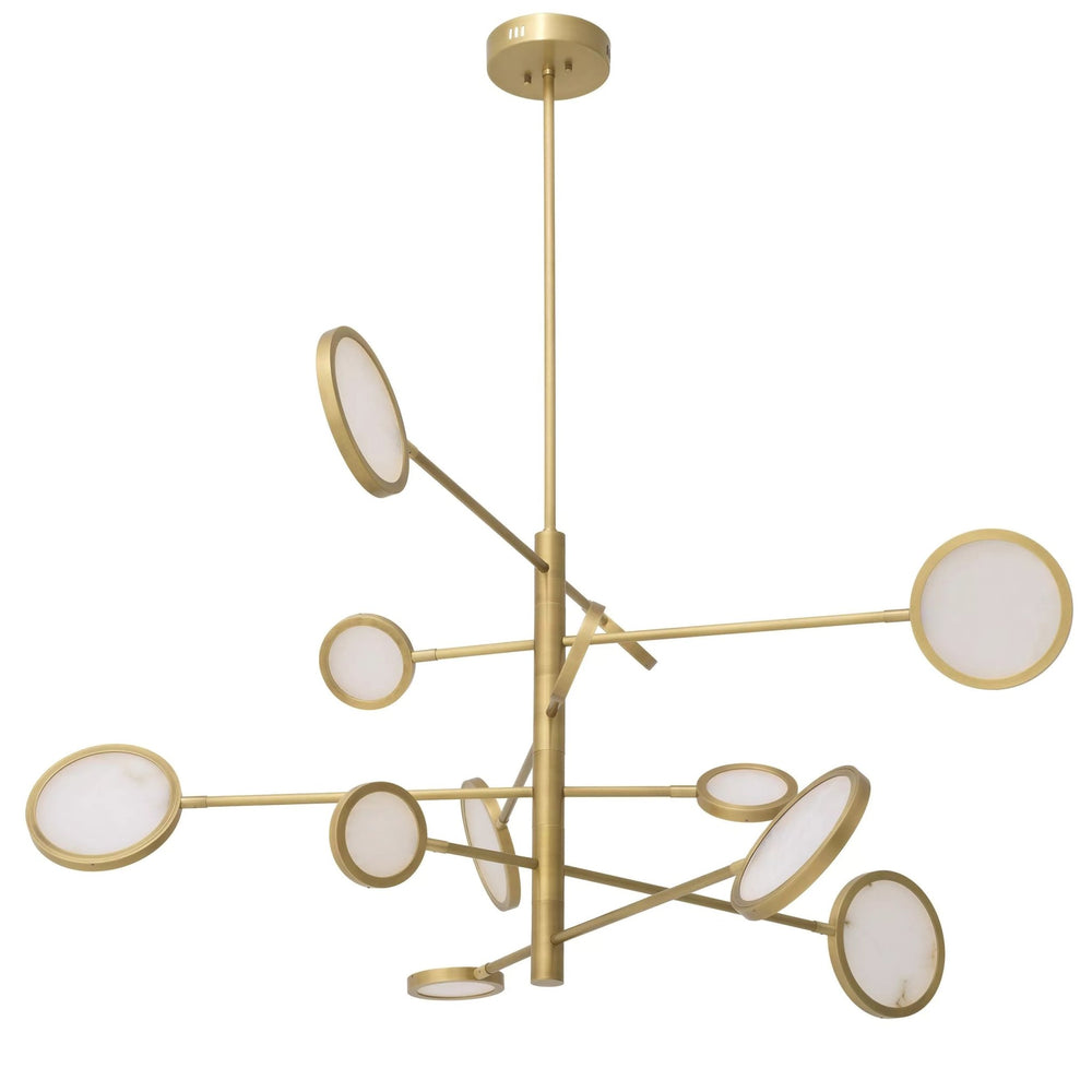 Cooper Modern Brass Chandelier - (Antique Brass Finish | Alabaster) - Arialamps