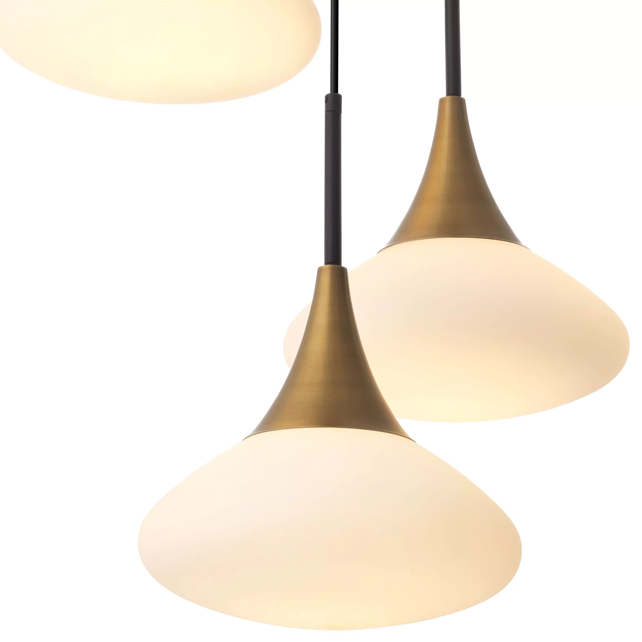 Aria Duco S Modern Brass Chandelier - Antique Brass Finish | White Glass | Black Finish | Alabaster