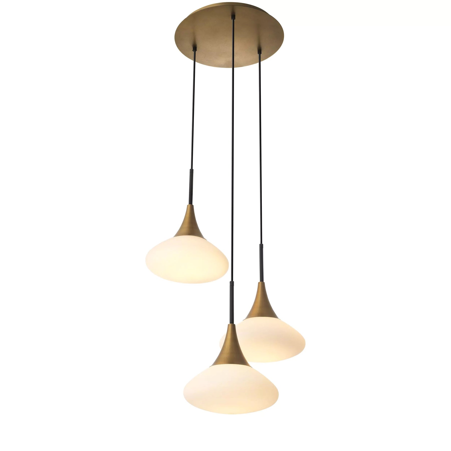 Aria Duco S Modern Brass Chandelier - Antique Brass Finish | White Glass | Black Finish | Alabaster