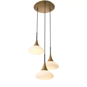 Aria Duco S Modern Brass Chandelier - Antique Brass Finish | White Glass | Black Finish | Alabaster
