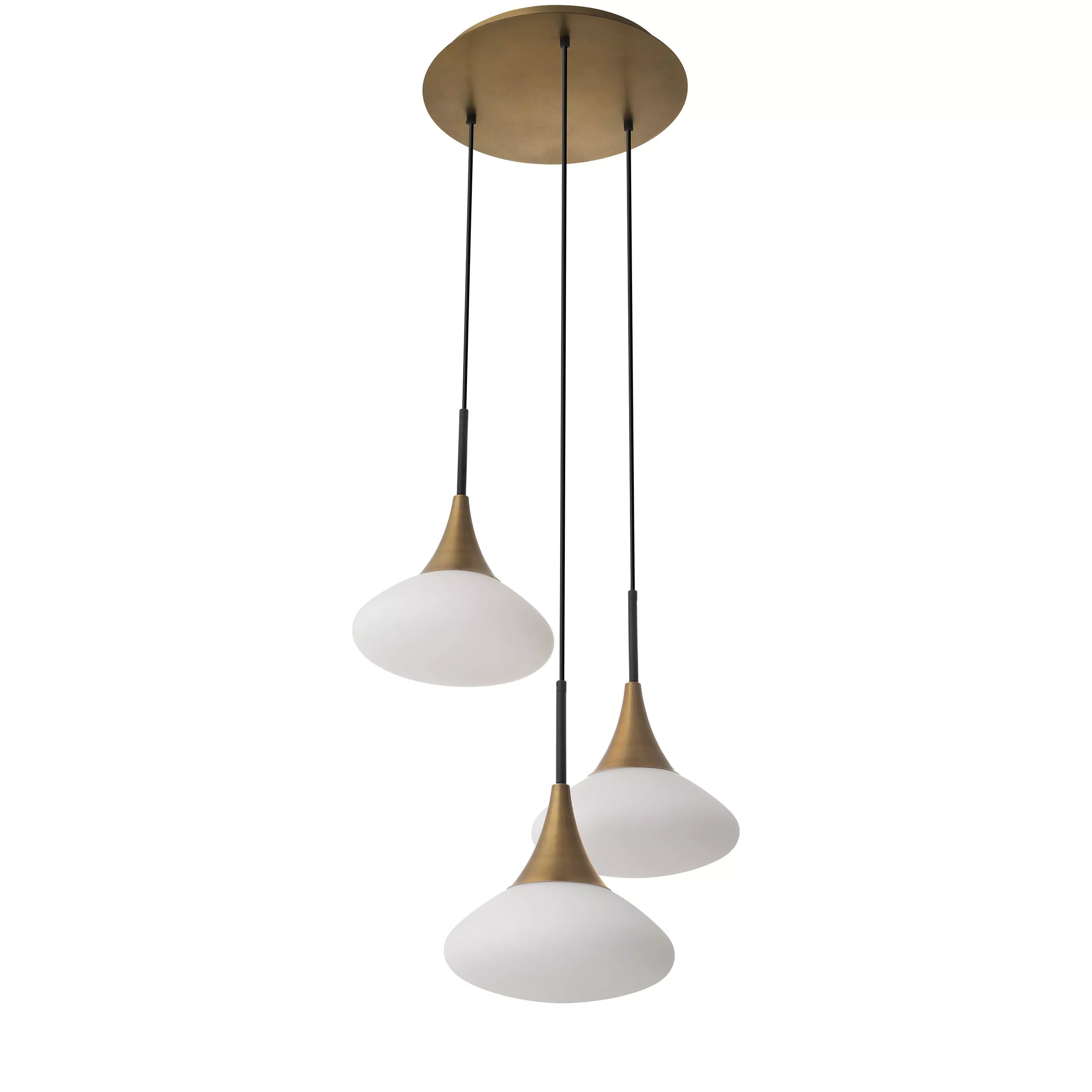 Aria Duco S Modern Brass Chandelier - Antique Brass Finish | White Glass | Black Finish | Alabaster
