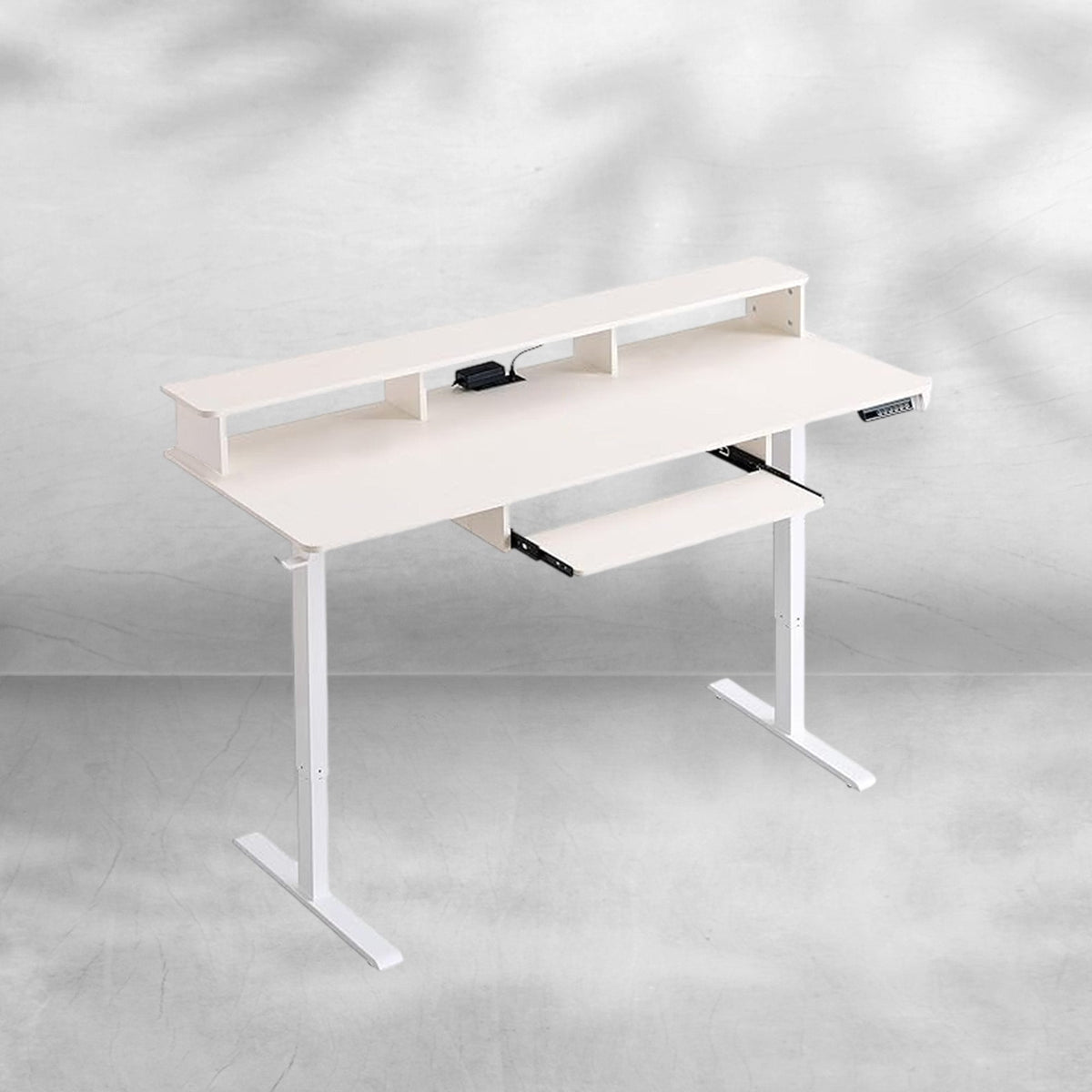 60" Electric Standing Desk with Keyboard Tray and Monitor Shelf
