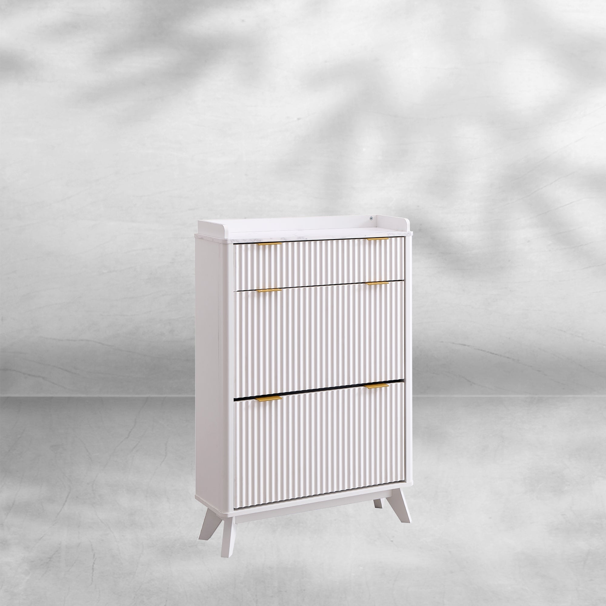 Fluted Shoe Storage Cabinet 48" Tall Narrow Organizer