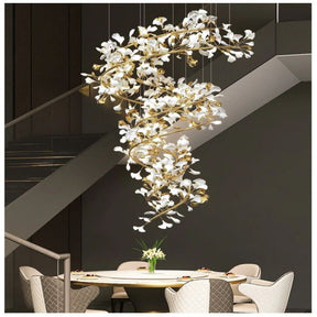 Aria Ginkgo Cascading B (Spiral) Branch Chandelier