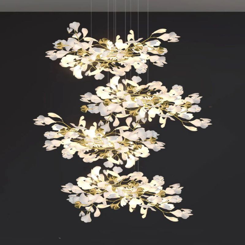 Aria Ginkgo Cascading C (Alternating) Branch Chandelier