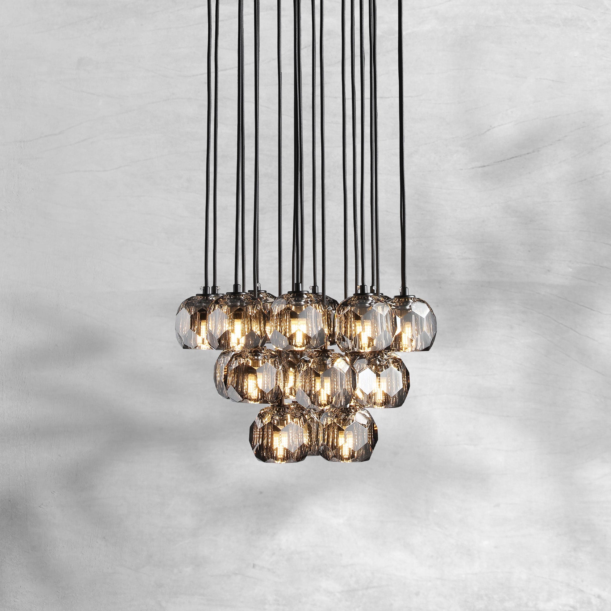 Bille De Crystal Cluster Round Chandelier 14"19"24"30"40"