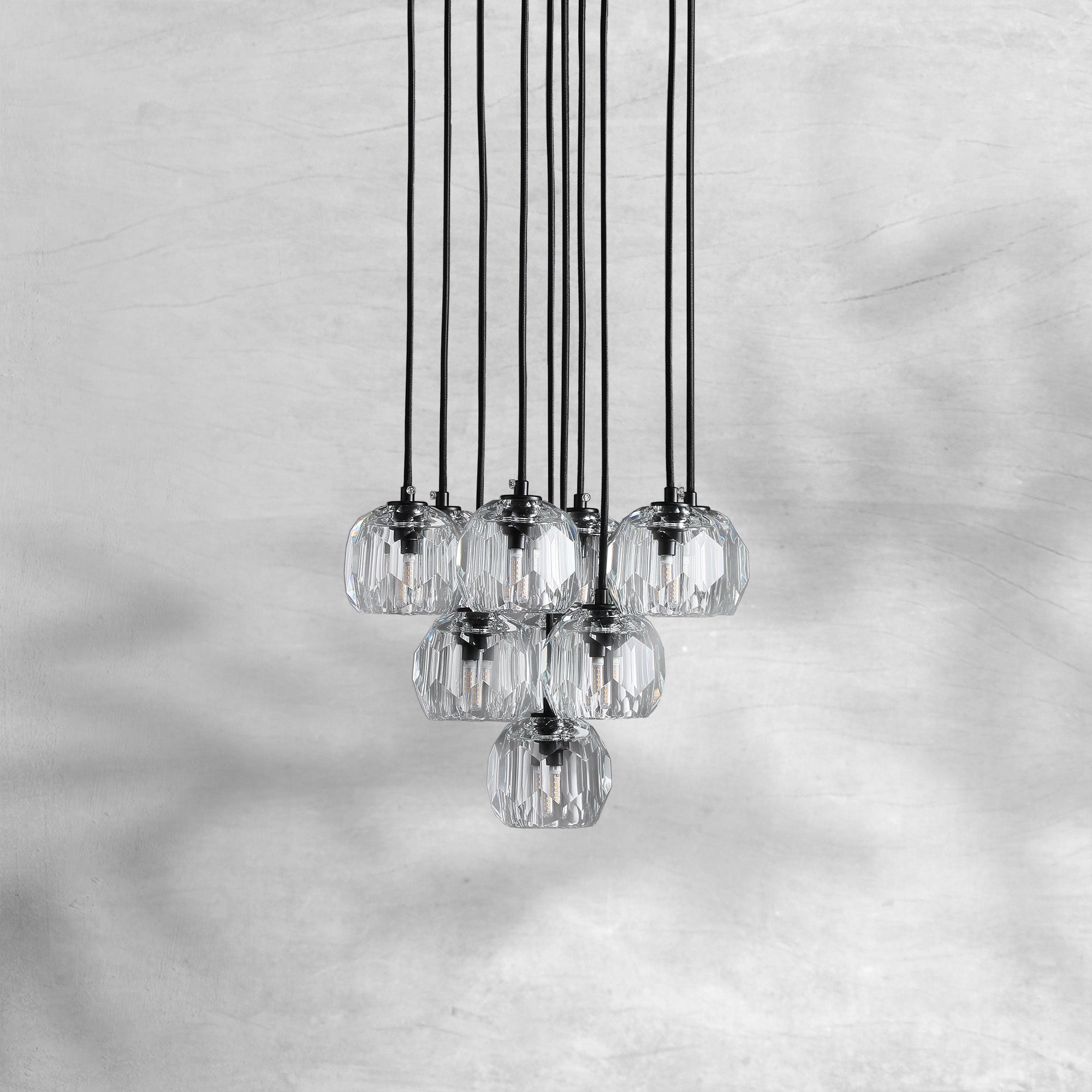 Bille De Crystal Cluster Round Chandelier 14"19"24"30"40"