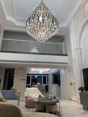 Luxury Multi-tiered Honeycomb Crystal Chandelier for High Ceiling