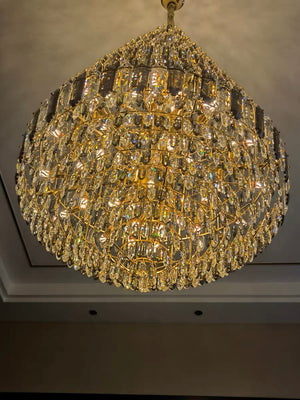 Luxury Multi-tiered Honeycomb Crystal Chandelier for High Ceiling