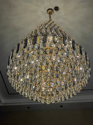 Luxury Multi-tiered Honeycomb Crystal Chandelier for High Ceiling