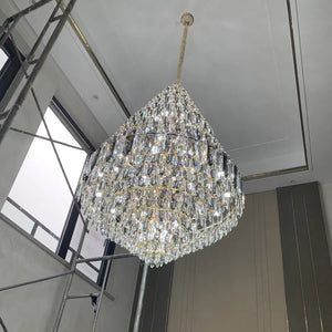 Luxury Multi-tiered Honeycomb Crystal Chandelier for High Ceiling