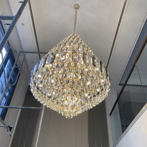 Luxury Multi-tiered Honeycomb Crystal Chandelier for High Ceiling
