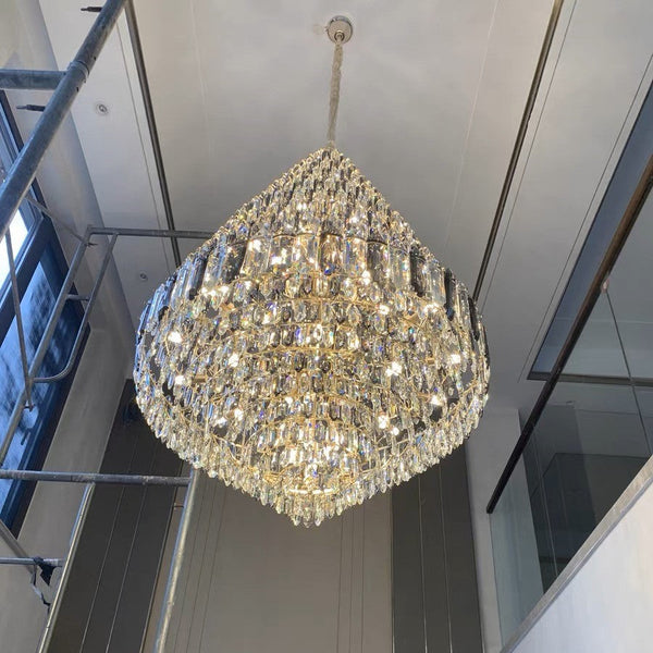 Luxury Multi-tiered Honeycomb Crystal Chandelier for High Ceiling