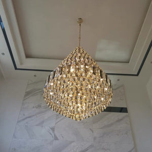 Luxury Multi-tiered Honeycomb Crystal Chandelier for High Ceiling