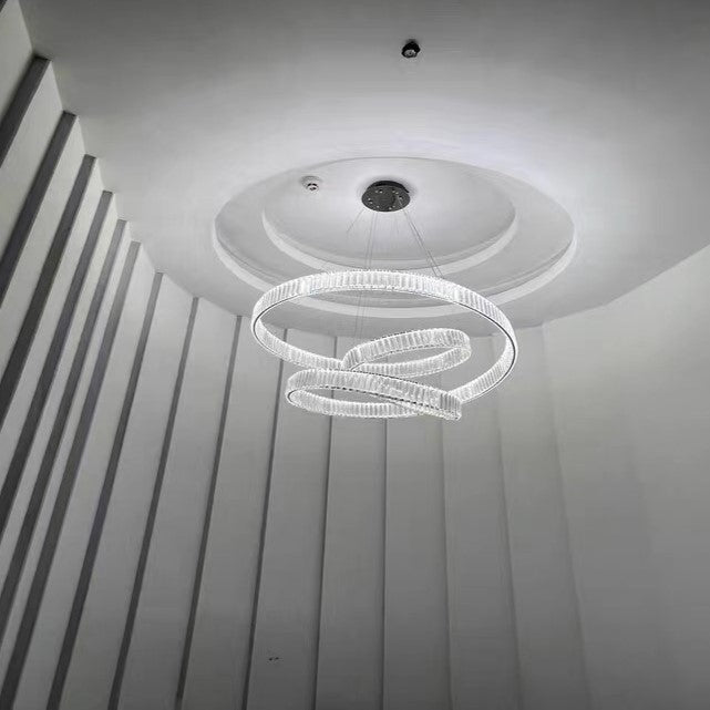 Elegant Restaurant Rings Crystal Chandelier Foyer Living Room Ceiling Pendant Light Fixture