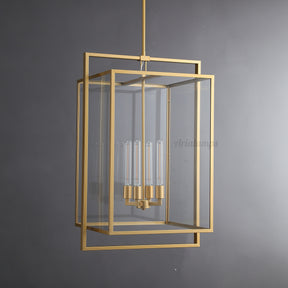 Becker Glass Lantern Modern Pendant Light 26" 34"