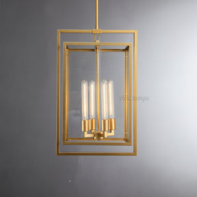 Becker Glass Lantern Modern Pendant Light 26" 34"