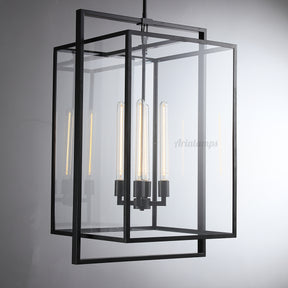 Becker Glass Lantern Modern Pendant Light 26" 34"