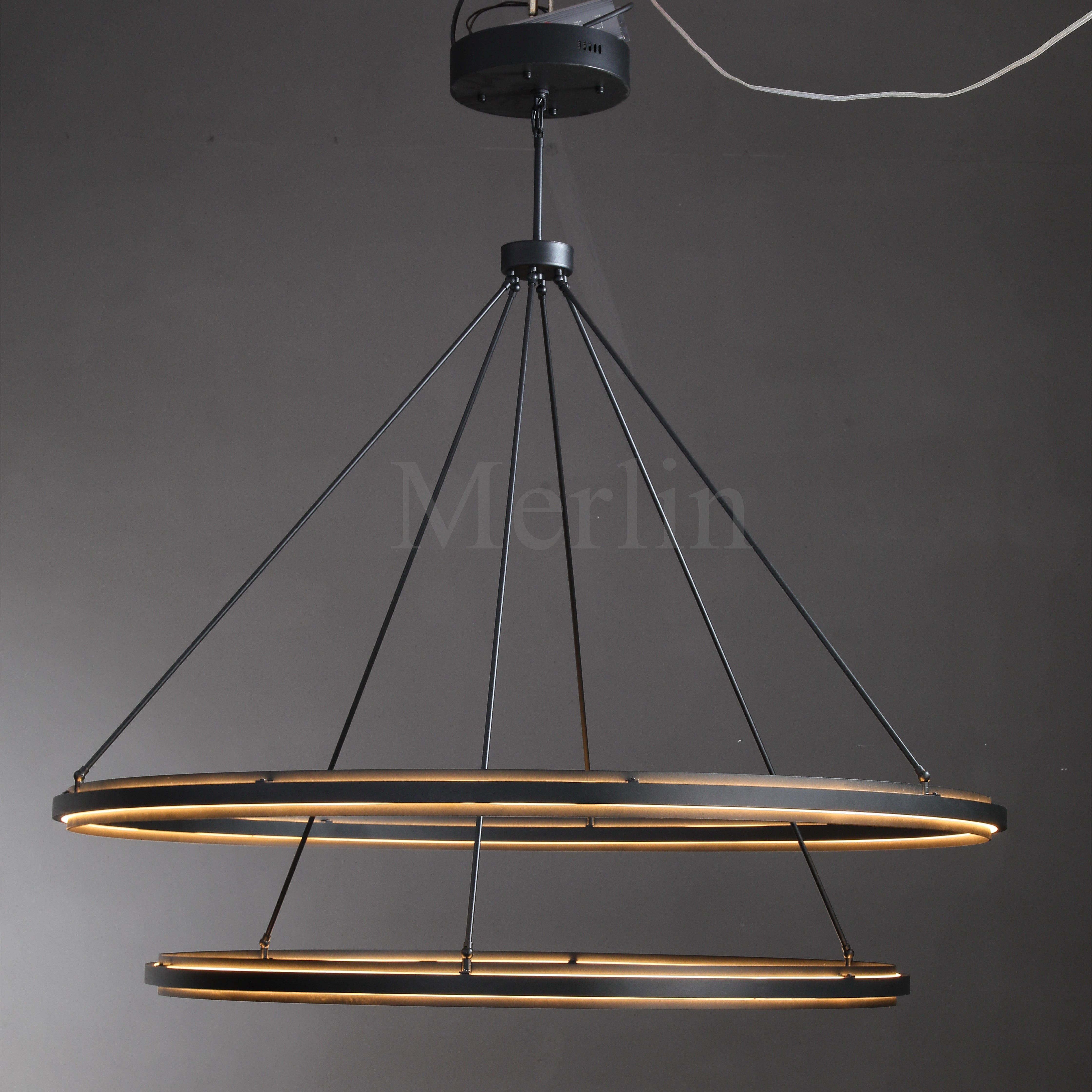George Elegant Modern Two-Tier Round Lamp Fixture, Metal Chandelier for Living Room, Bedroom, Dining Room