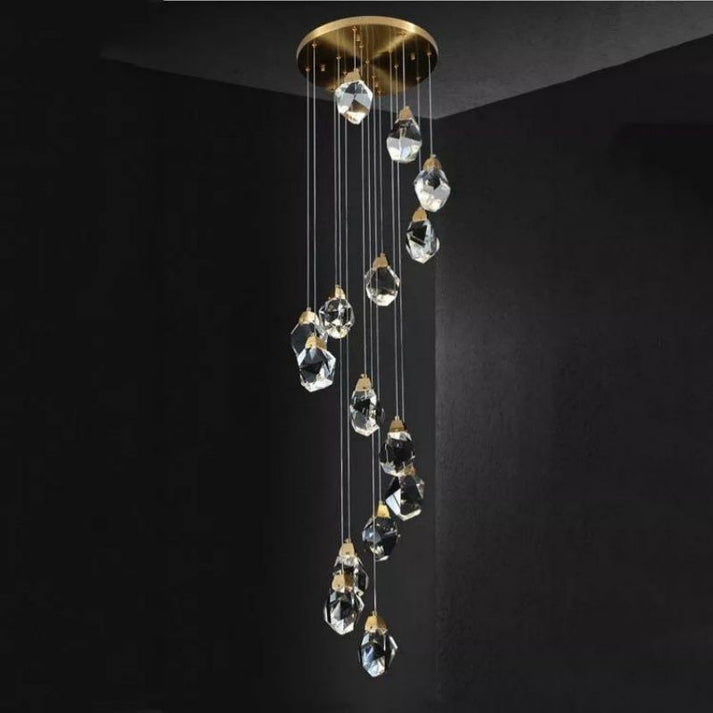 Irene Faceted Crystal Prisms Chandeliers For Staircase