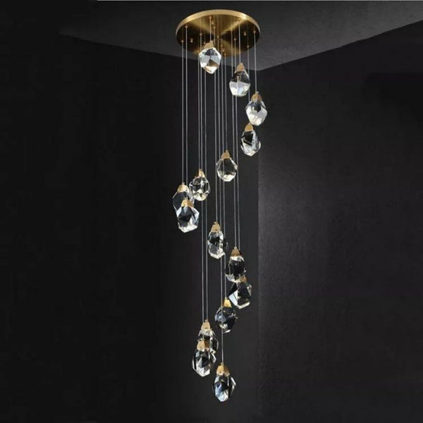 Irene Faceted Crystal Prisms Chandeliers For Staircase