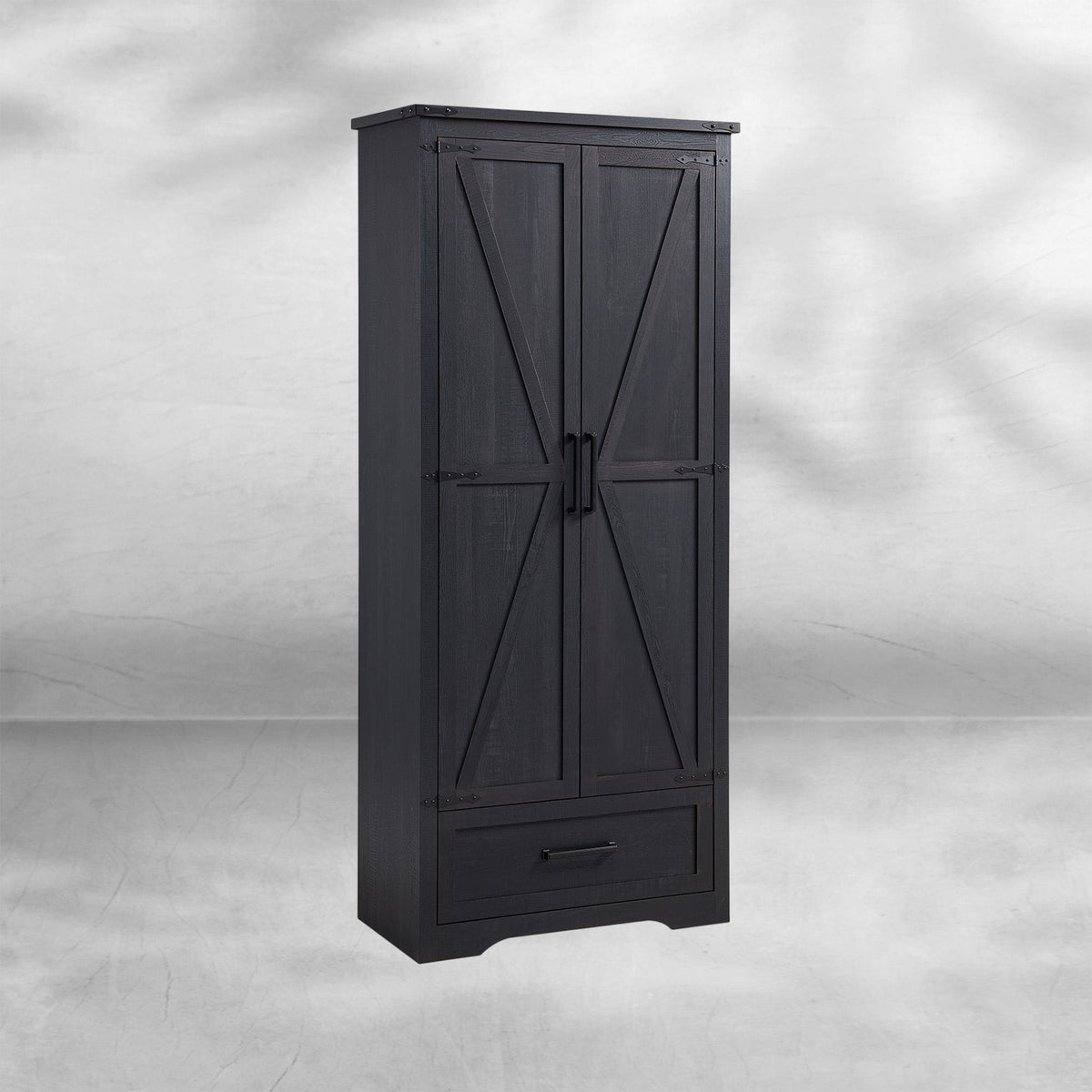 72" Farmhouse Kitchen Pantry Cabinet with Adjustable Shelves and Barn Doors