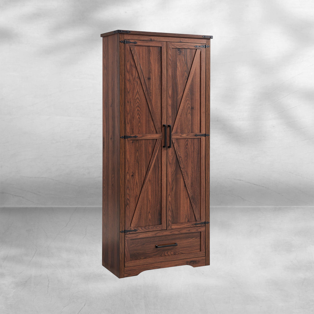 72" Farmhouse Kitchen Pantry Cabinet with Adjustable Shelves and Barn Doors
