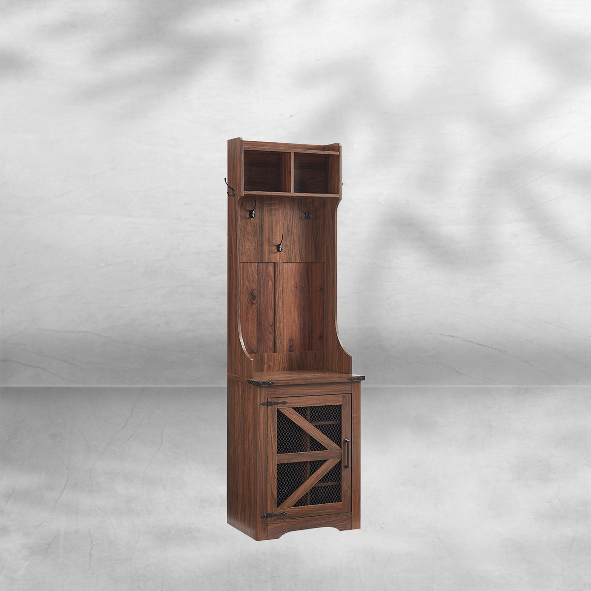23" Farmhouse Hall Tree with Shoe Storage Bench & 5 Hooks