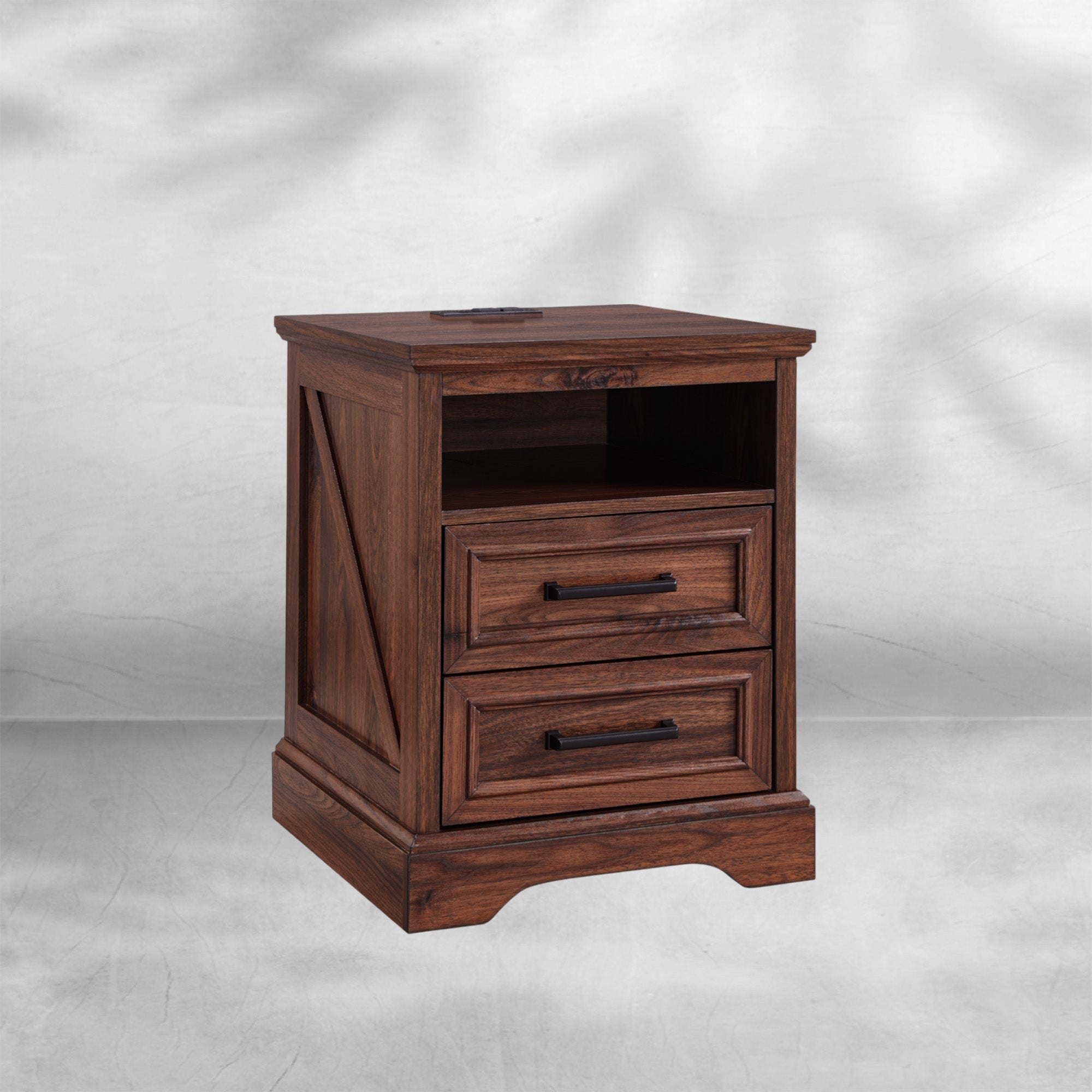 Farmhouse Nightstand with Charging Station - End Table with Drawers 18¡®¡¯