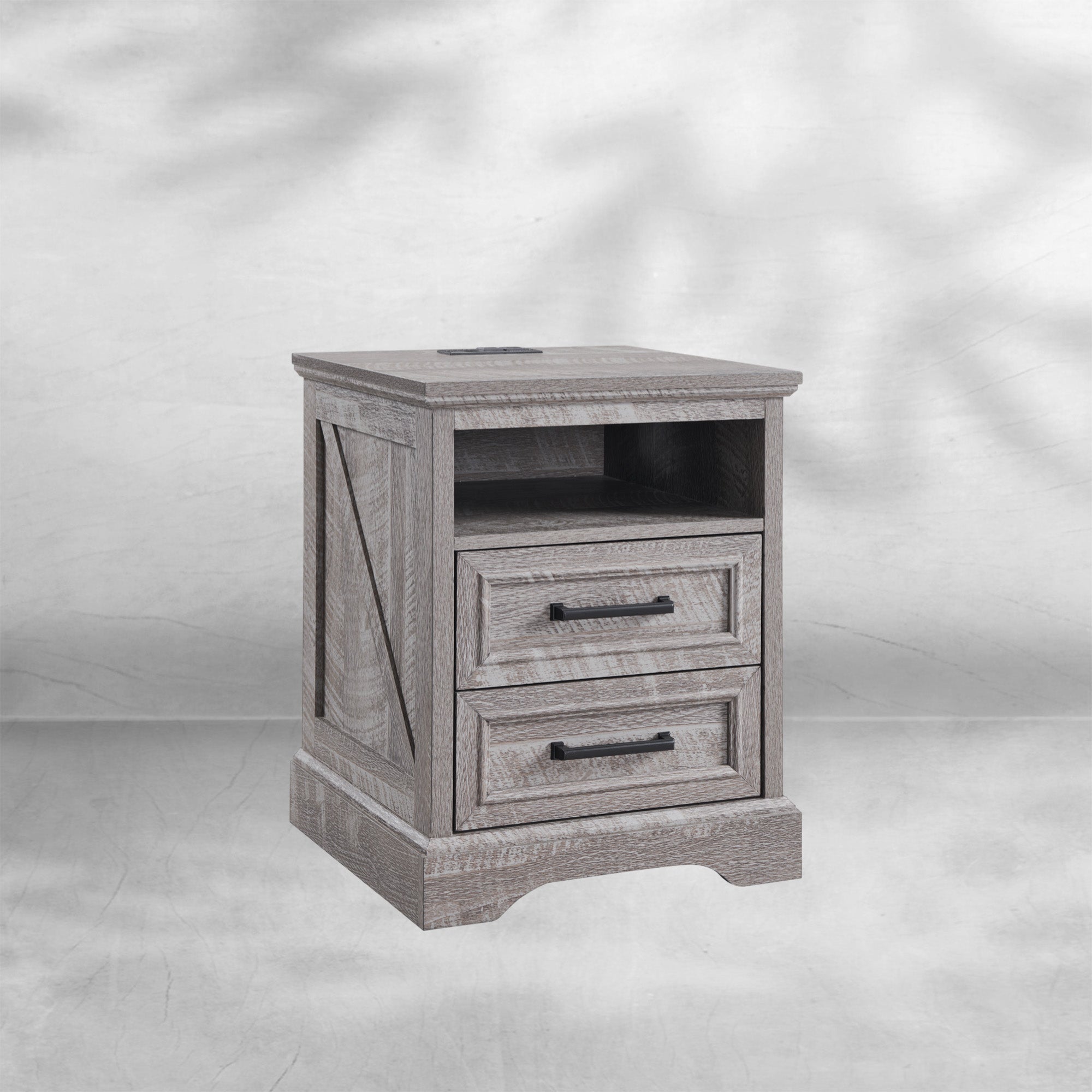 Farmhouse Nightstand with Charging Station - End Table with Drawers 18¡®¡¯