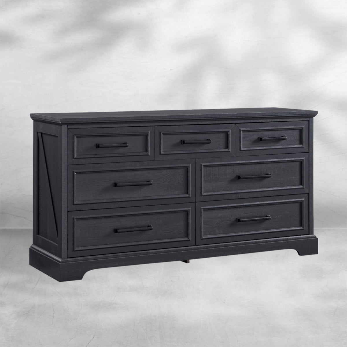 52" Wide Farmhouse 7-Drawer Dresser | Black Chest of Drawers