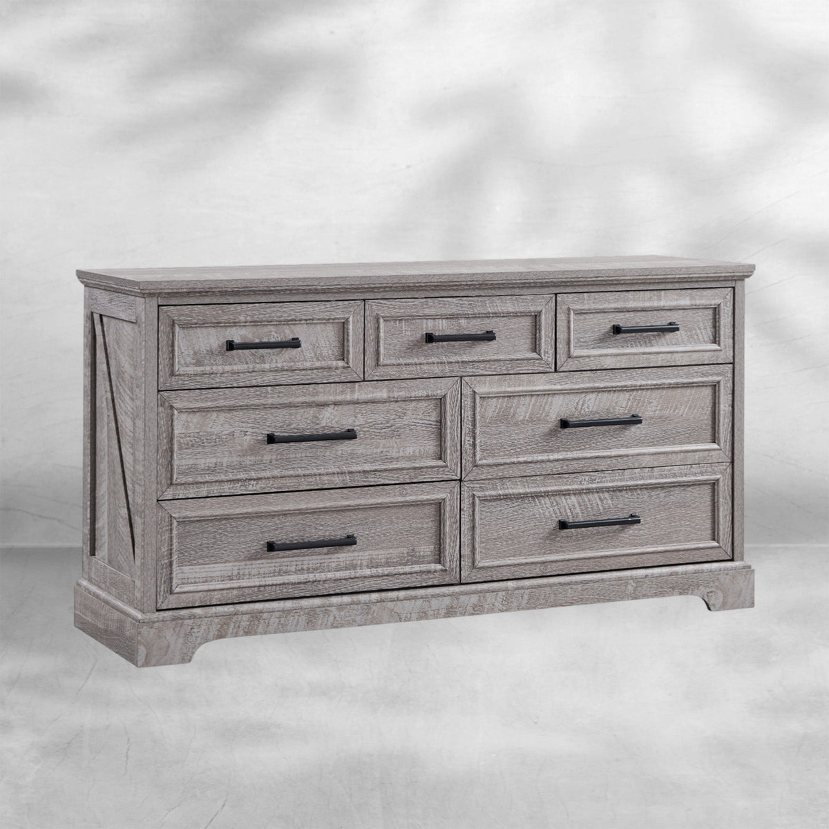 52" Wide Farmhouse 7-Drawer Dresser | Black Chest of Drawers