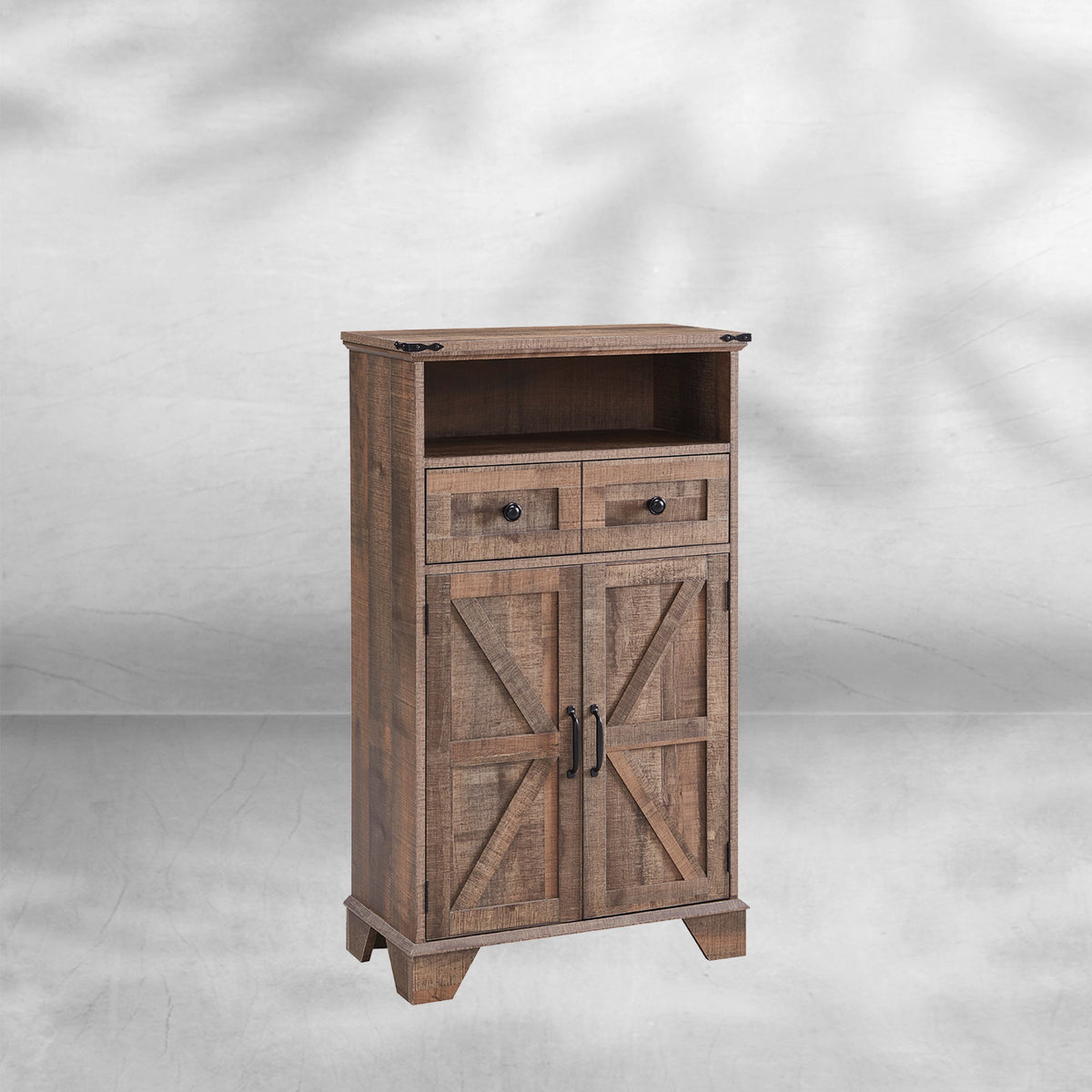 Farmhouse Bathroom Floor Cabinet with Drawer and Barn Doors