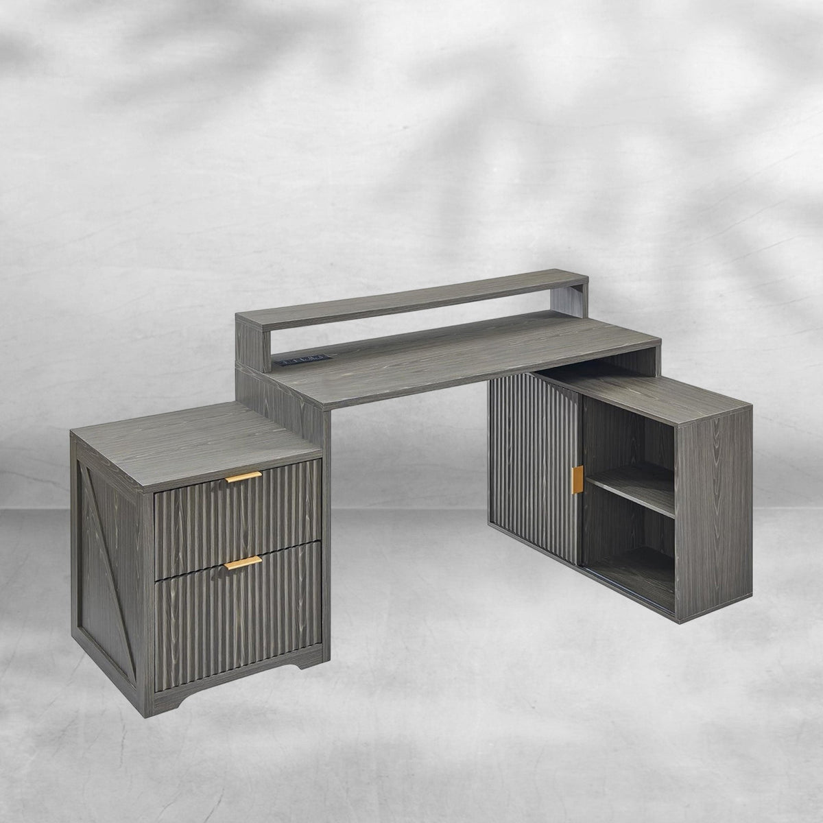 58-Inch Modern Executive Office Desk with Storage and Drawer