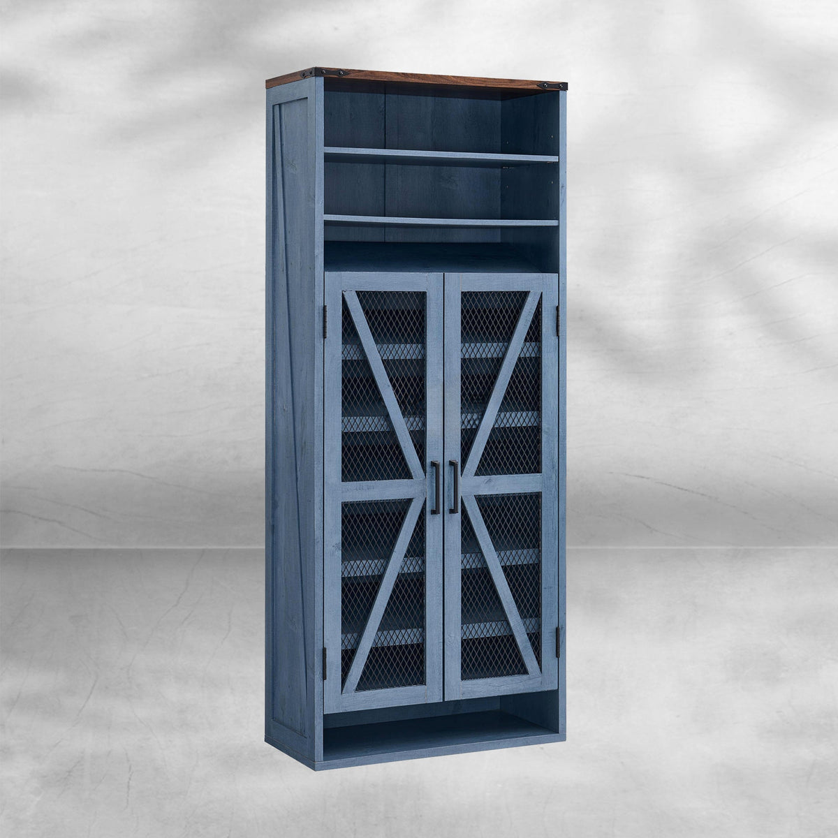 72" Tall Farmhouse Shoe Cabinet ¨C Mesh Door, Adjustable Shelves