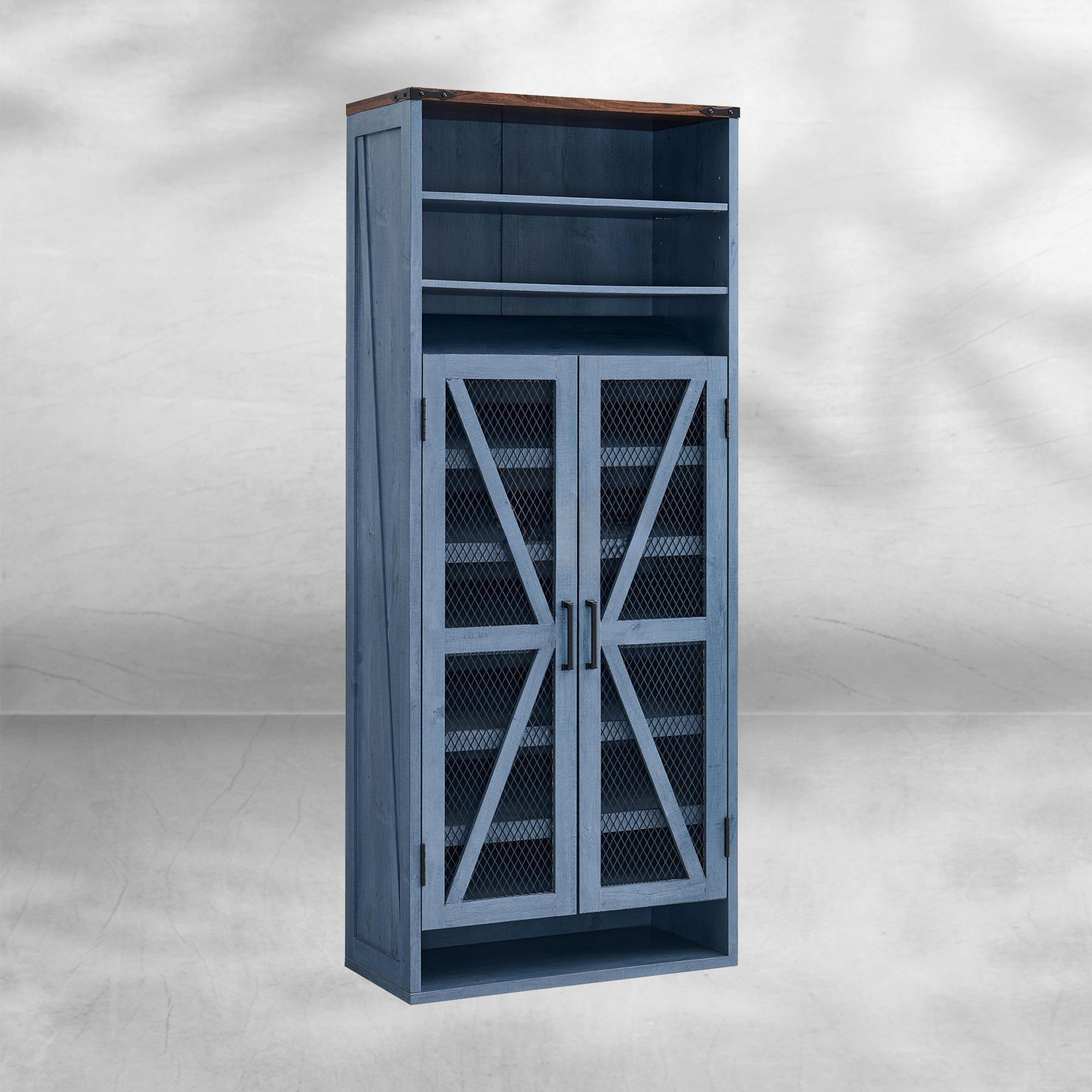 72" Tall Farmhouse Shoe Cabinet ¨C Mesh Door, Adjustable Shelves