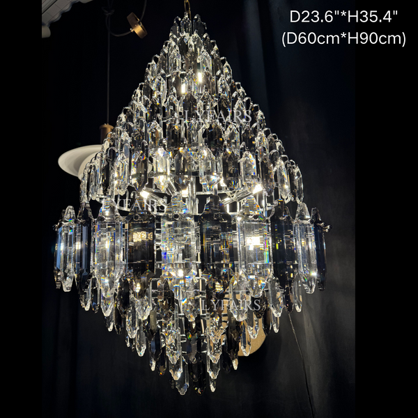 Luxury Multi-tiered Honeycomb Crystal Chandelier for High Ceiling